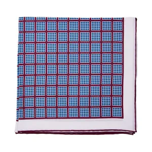 Sovereign Grade White/Burgundy Quadrant Pocket Square