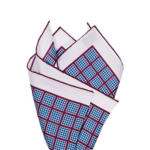 Sovereign Grade White/Burgundy Quadrant Pocket Square