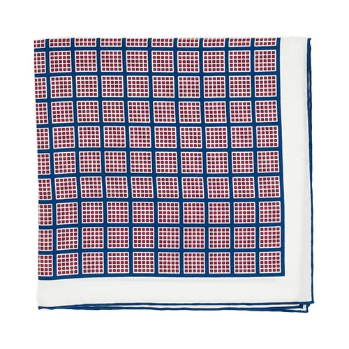 Sovereign Grade White/Navy Quadrant Pocket Square