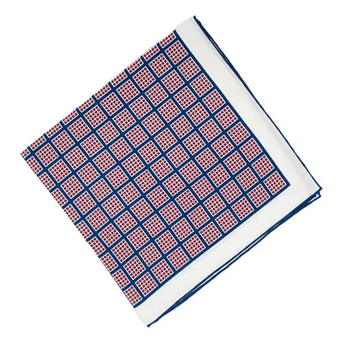 Sovereign Grade White/Navy Quadrant Pocket Square