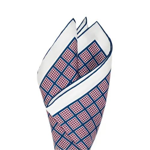Sovereign Grade White/Navy Quadrant Pocket Square
