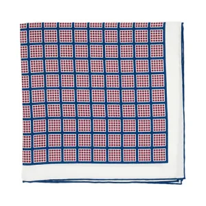 Sovereign Grade White/Navy Quadrant Pocket Square