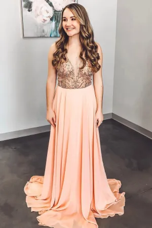 Spaghetti Straps A Line Beaded Prom Dresses, Junior Party Dress PFP0466