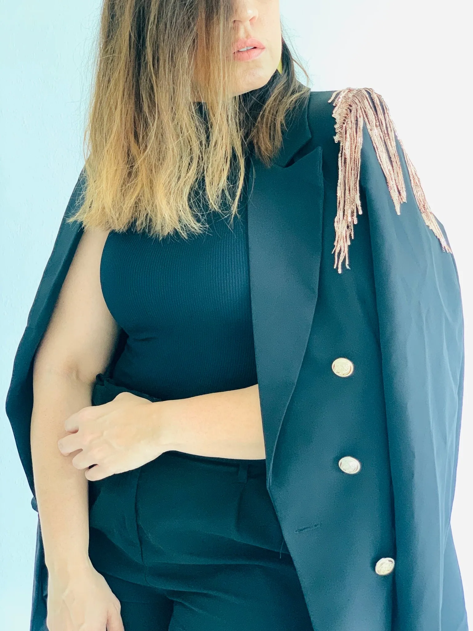 Sparkle Detail Black Blazer