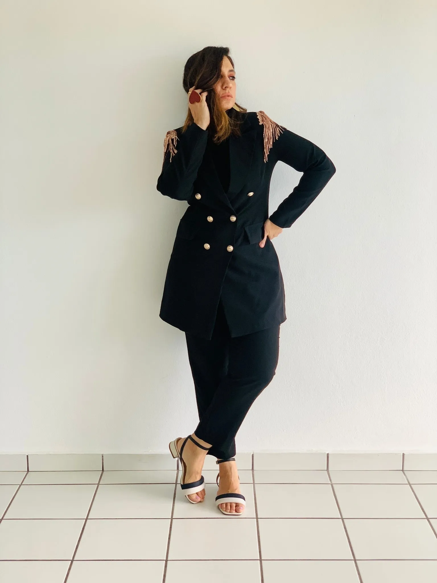 Sparkle Detail Black Blazer