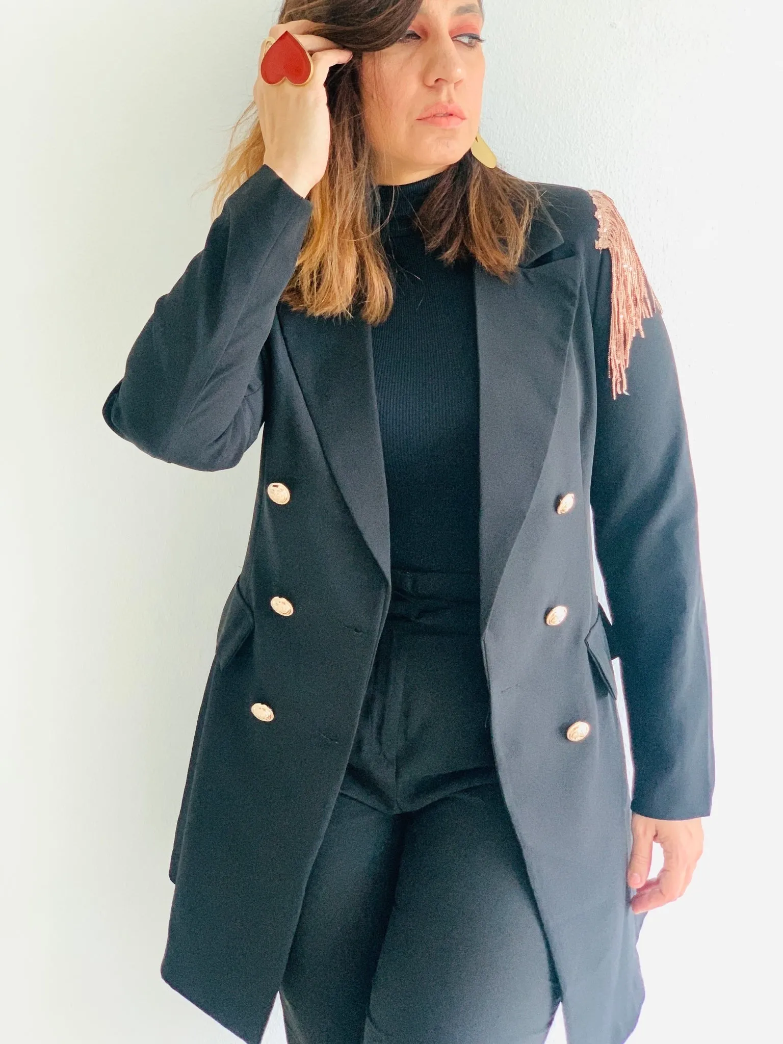 Sparkle Detail Black Blazer