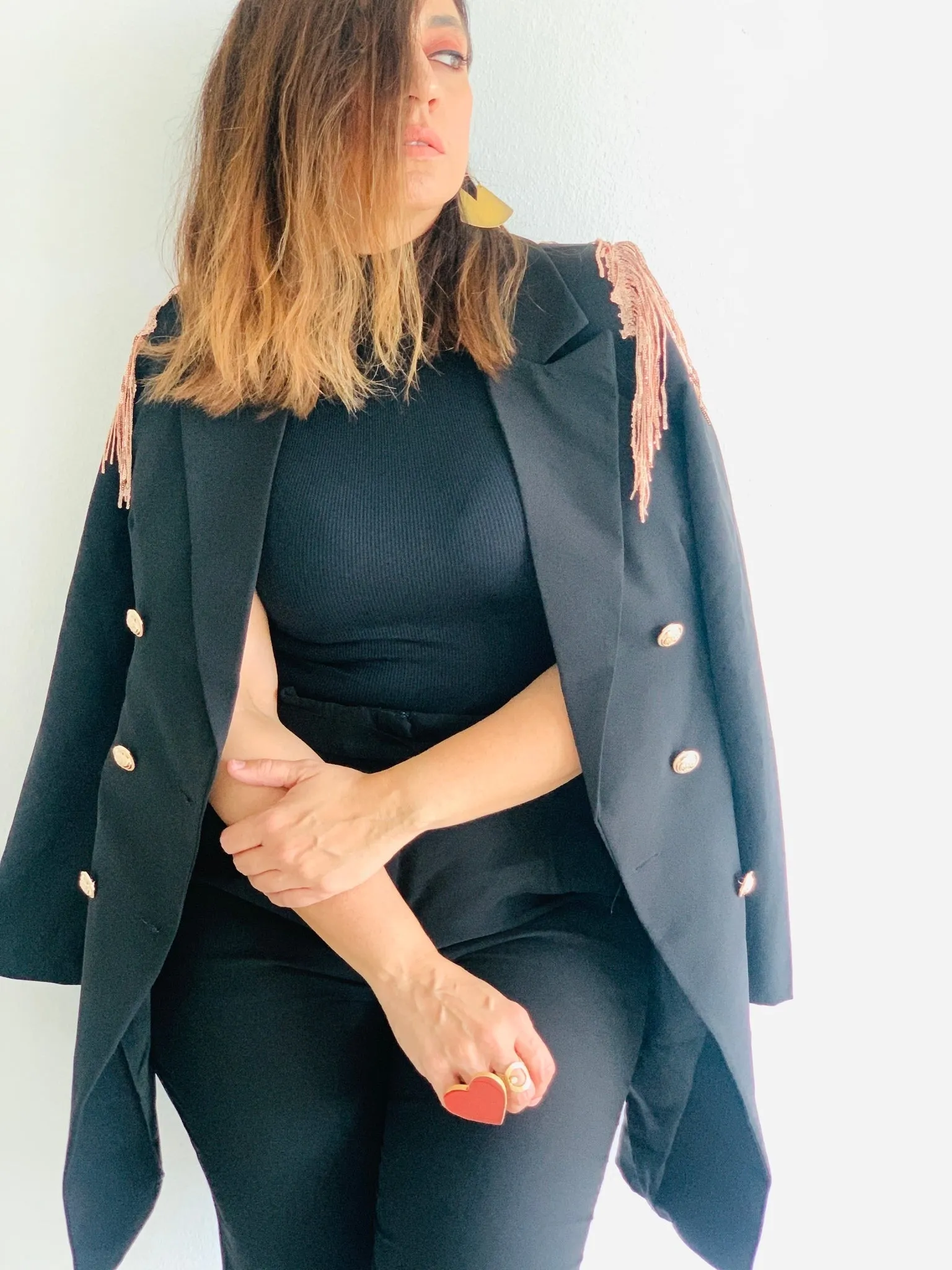Sparkle Detail Black Blazer