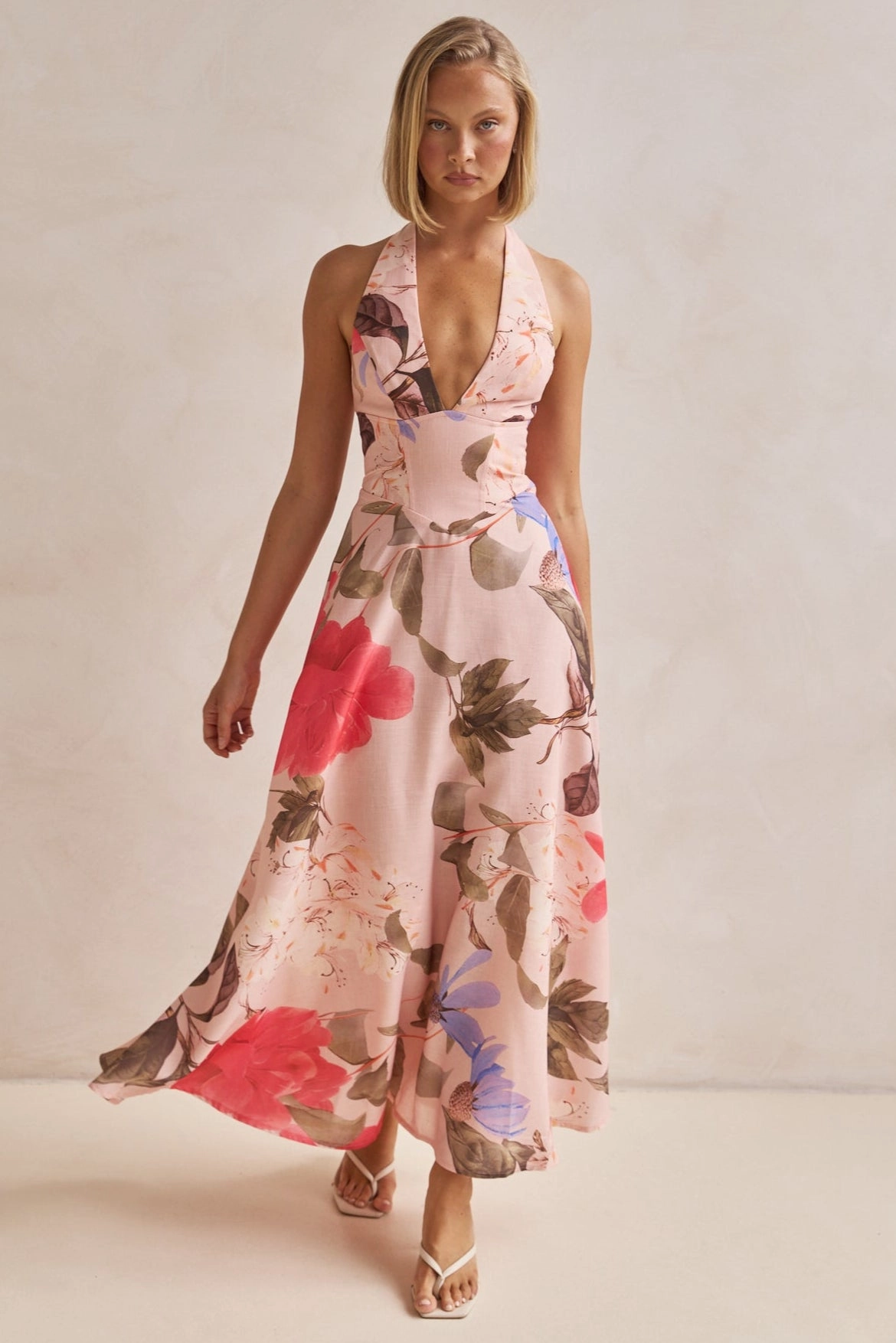 Functional Style Flowing Texture Speranza Maxi Dress (Pink)