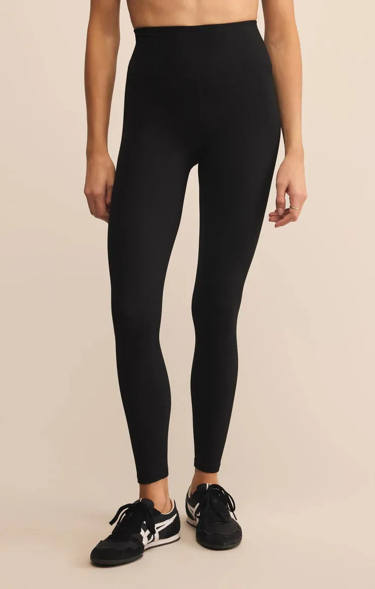 Casual Vibes clean design Sporty Ribbed Ankle Legging