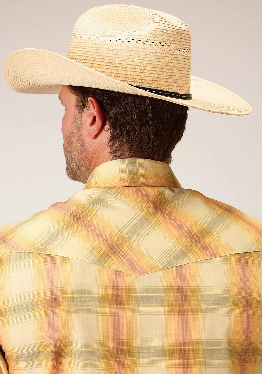 Limited Edition Roper Mens 1511 Plaid Yellow/Tangerine Cotton Blend Tall S/S Shirt