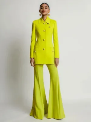 Spring 2025 Womens Two Piece Suit Sets 4 Button Front Elegant Sets For Formal Occasions
