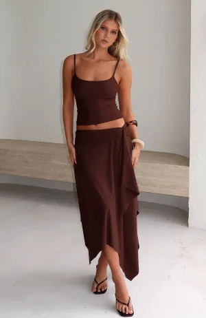 Free All Night Midi Skirt Chocolate Cashmere Touch
