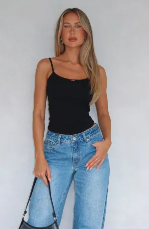 EcoFriendly Dye ReinforcedShoulderConstruction No Flaws Cami Top Black