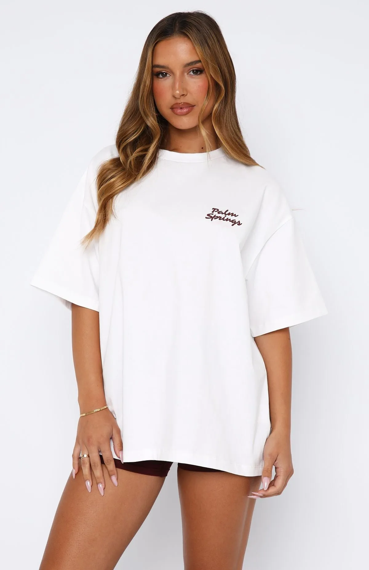 Palm Springs Edition Oversized Tee White Comfortable Collar NonChafeCollarTech