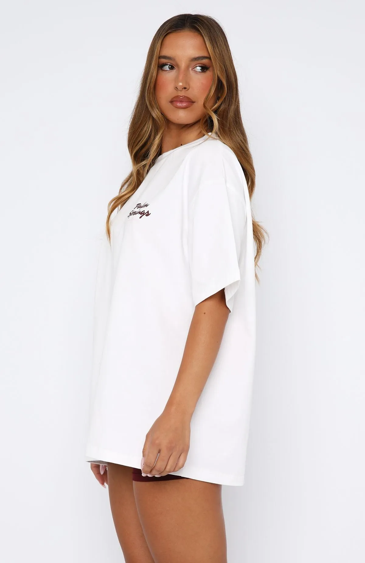 Palm Springs Edition Oversized Tee White Adjustable drawstring
