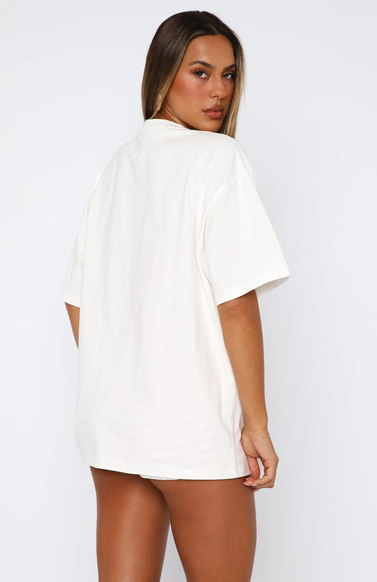 Overlock Edging SoftFeel Fabric Cherry Jam Oversized Tee White