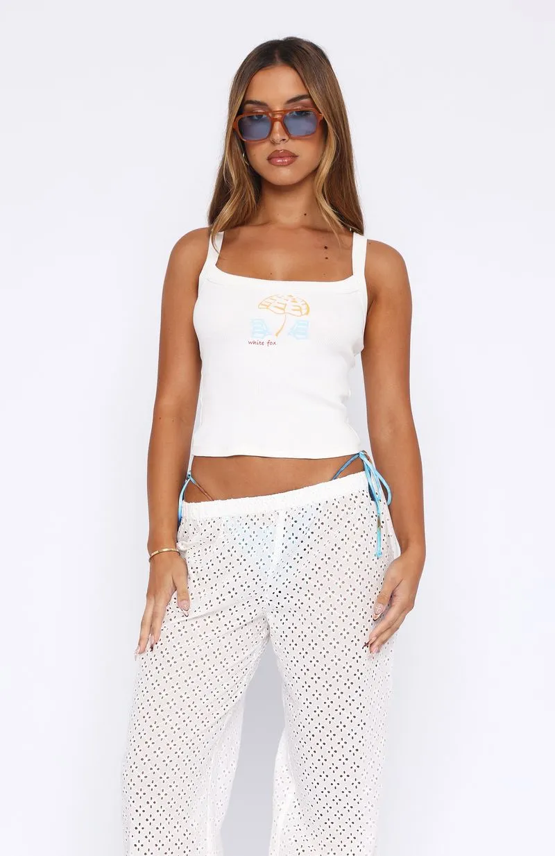 Life's A Beach Tank Top White DoubleStitched Hem