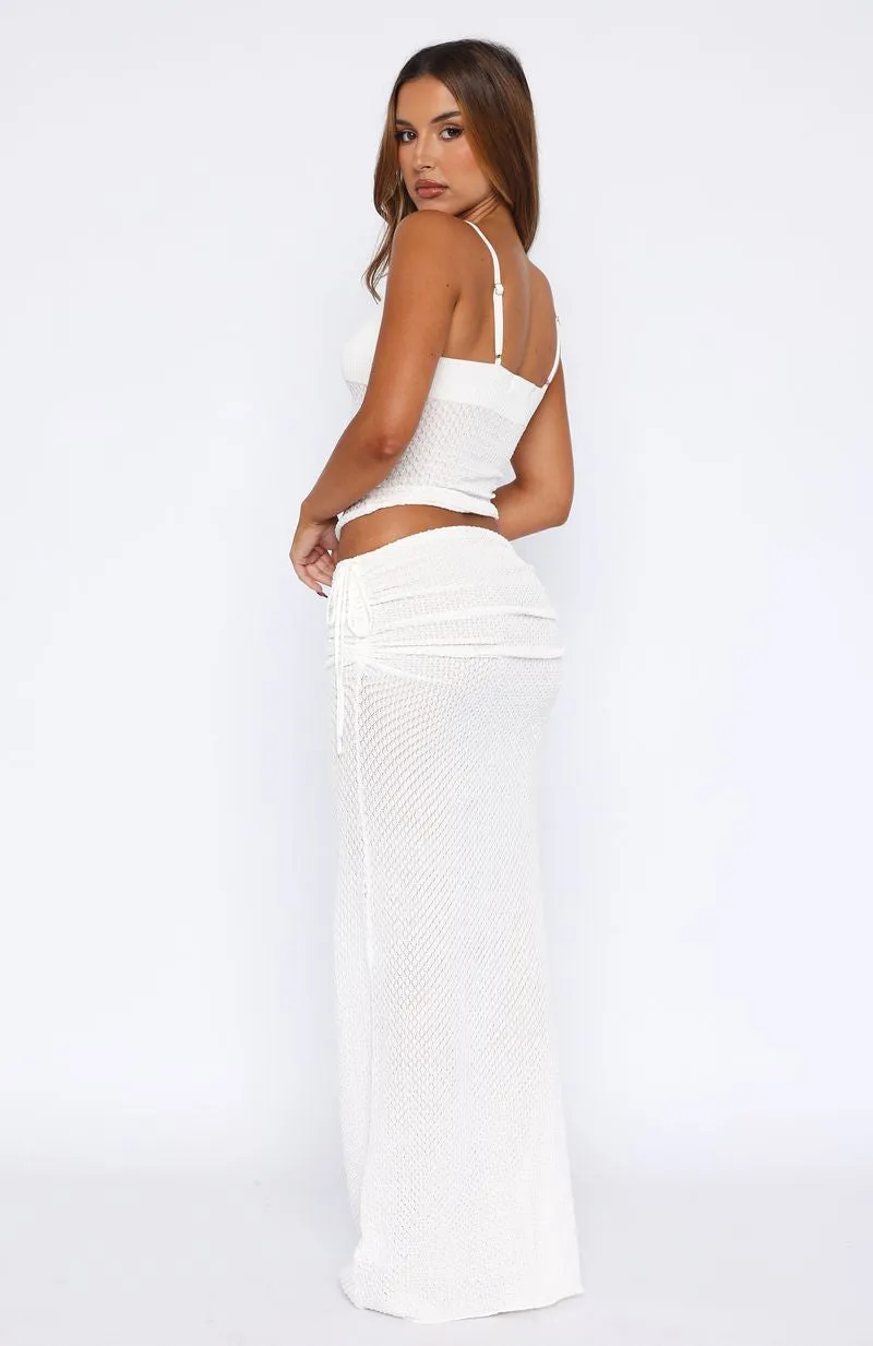 Stand And Stare Knit Maxi Skirt White Laser cut