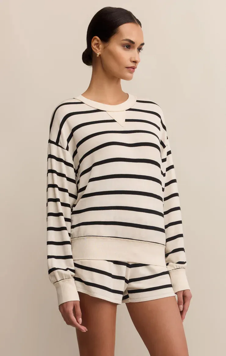 Stand Out Striped Modal Sweatshirt Torsion Support Structure Loose Sweater