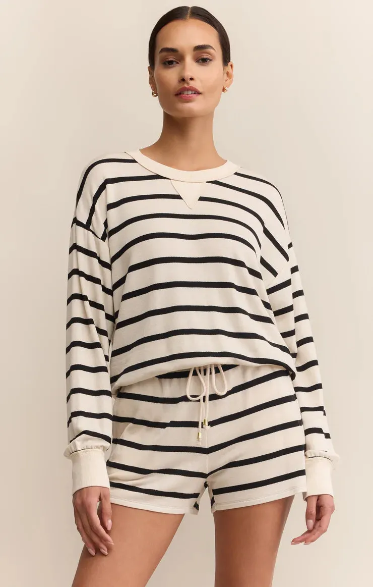 Stand Out Striped Modal Sweatshirt Antibacterial Airy Mesh Lining