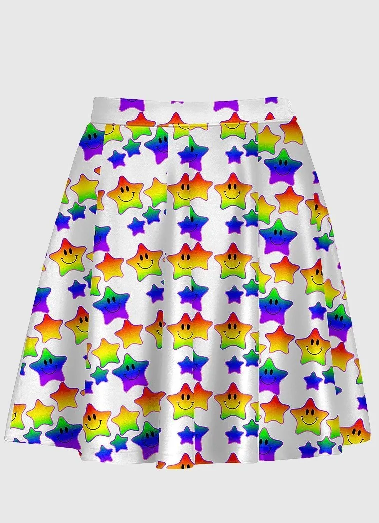 Star Rainbow Road White Skirt