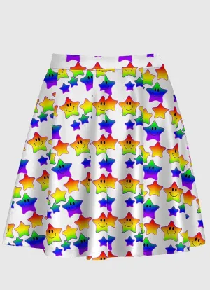 Star Rainbow Road White Skirt