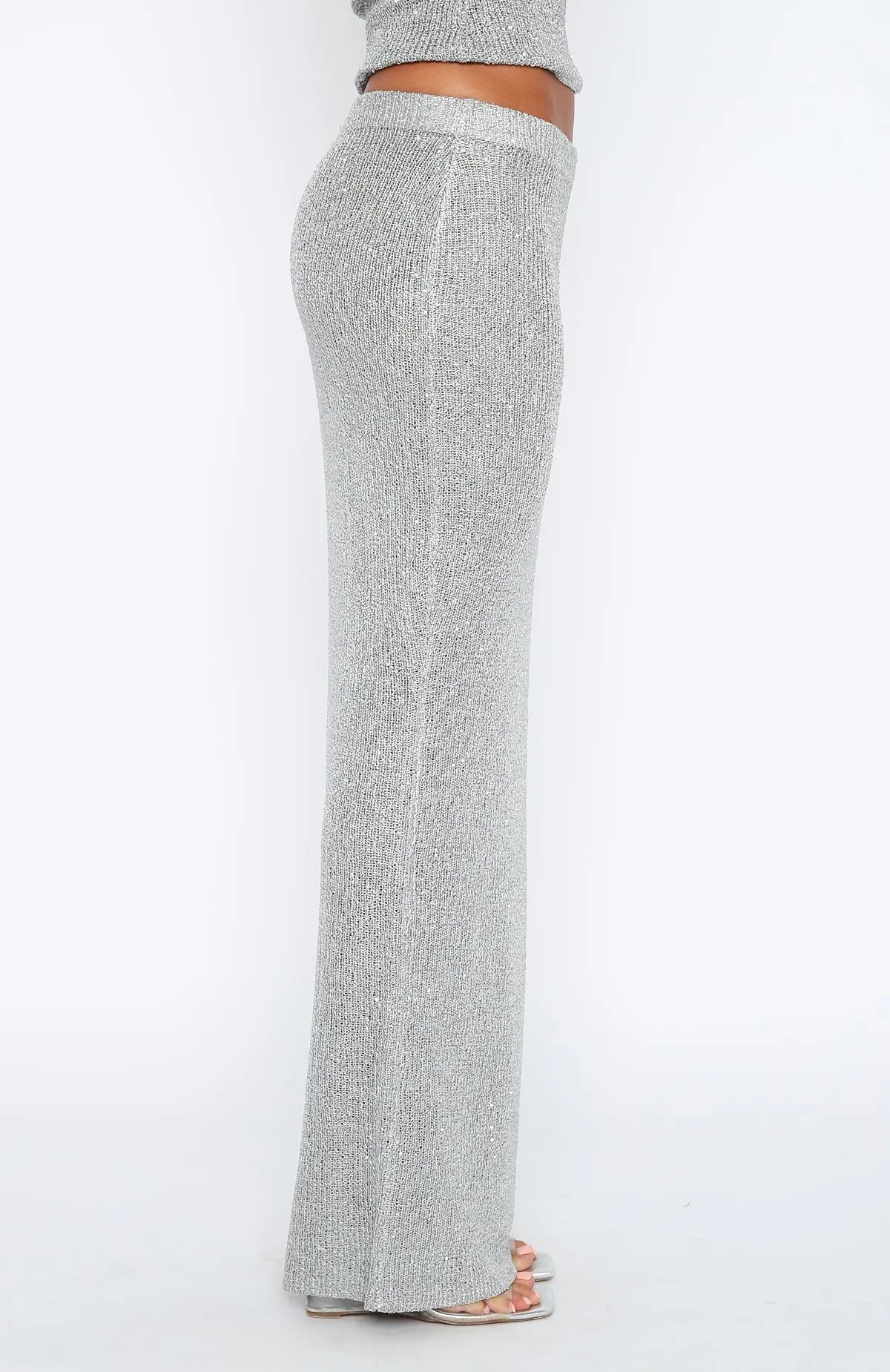 Star Shining Sequin Knit Maxi Skirt Grey Timeless Wear