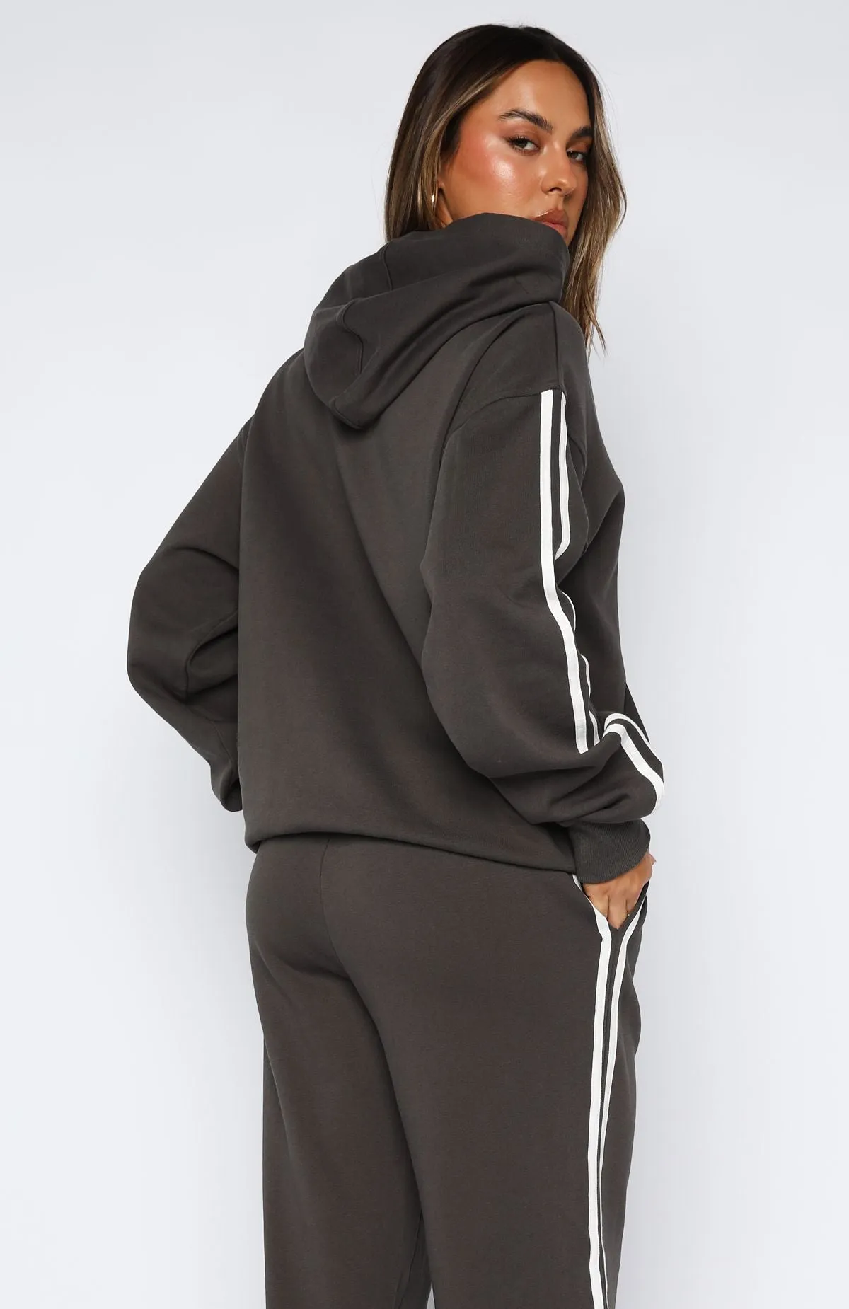 Recycled Polyester Yarn Daily Wear Star Student Oversized Hoodie Charcoal