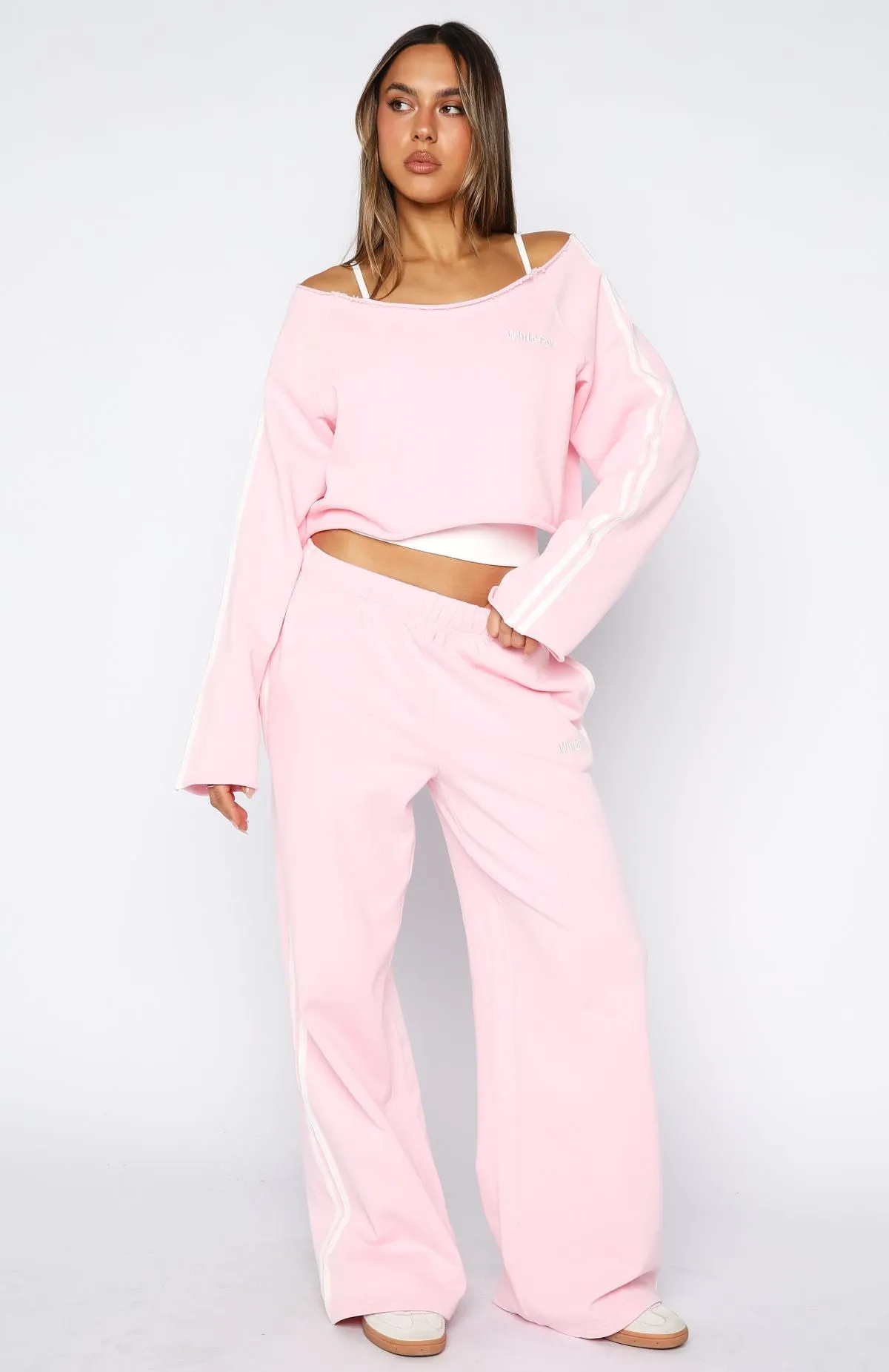 Urban Classic Stretch Recovery Fabric Star Student Wide Leg Sweatpants Pink