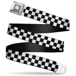 Starburst Seatbelt Belt - Checker Black/White Webbing