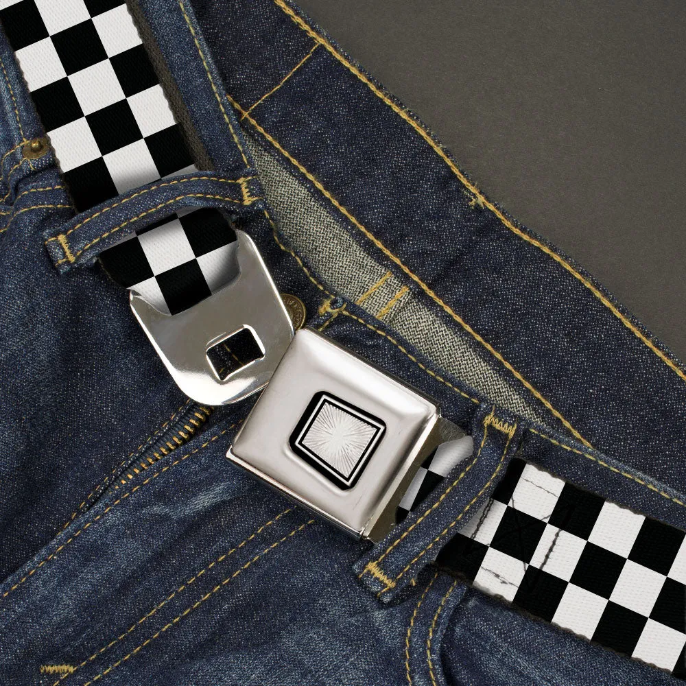 Starburst Seatbelt Belt - Checker Black/White Webbing