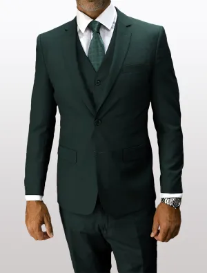 Statement Men's Hunter Green Slim Fit Vested Suit