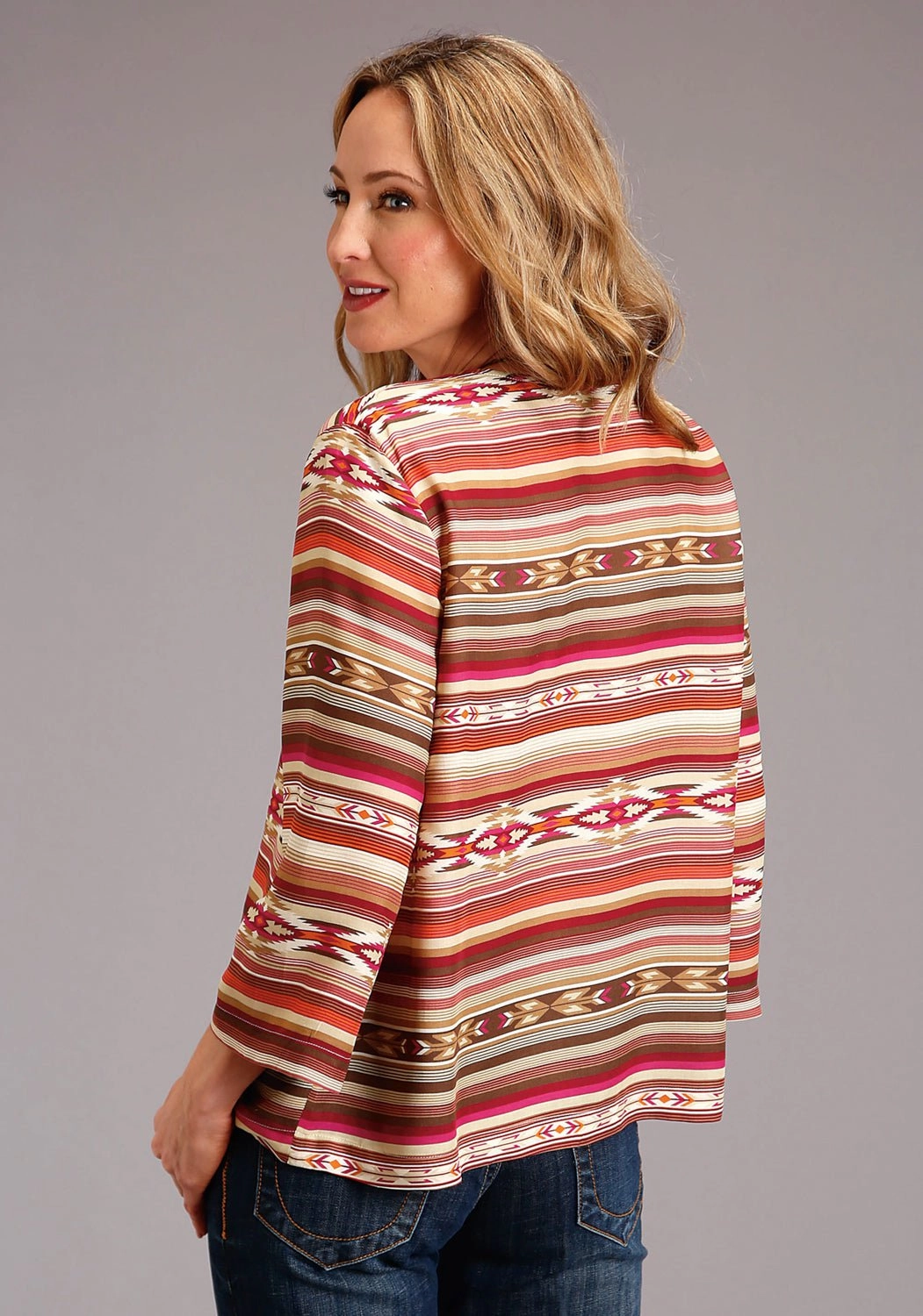 Essential Layer Stetson Womens Sunset Serape Rayon/Nylon Aztec S/S Blouse