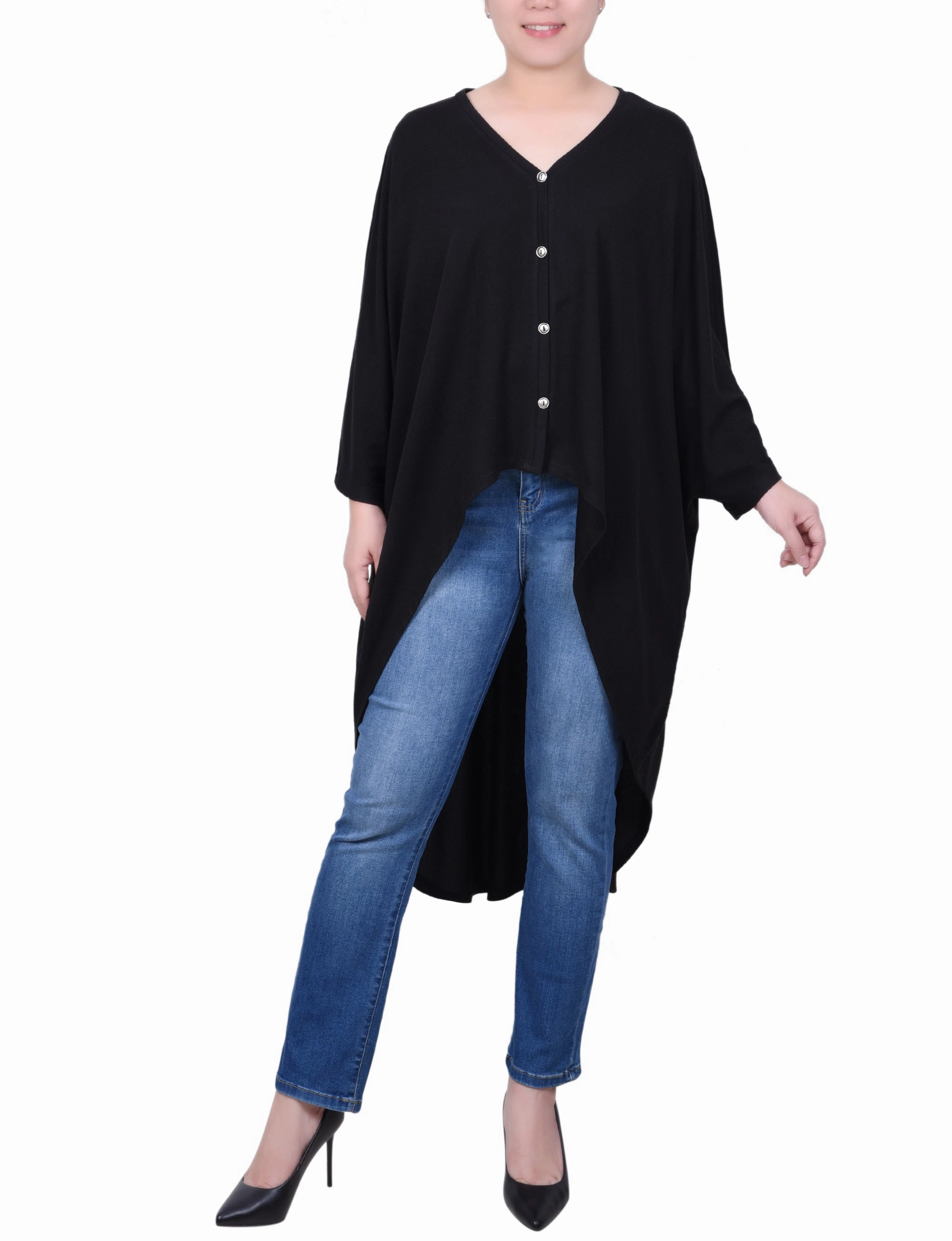 Hi Lo Batwing Sleeve Cardigan Temperature Control Technology Fun Design