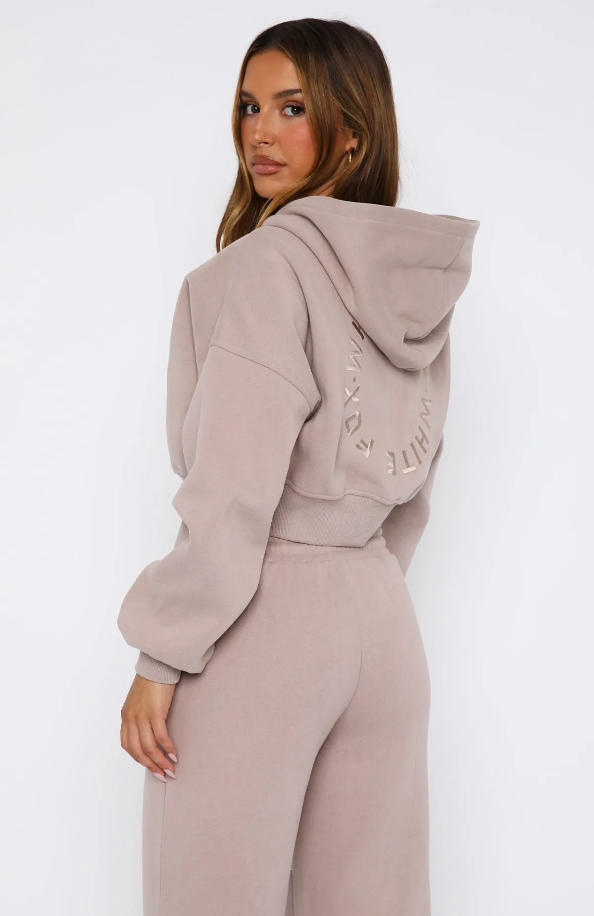 MoistureWicking Texture Workday Fit Stay Lifted Cropped Hoodie Cinnamon