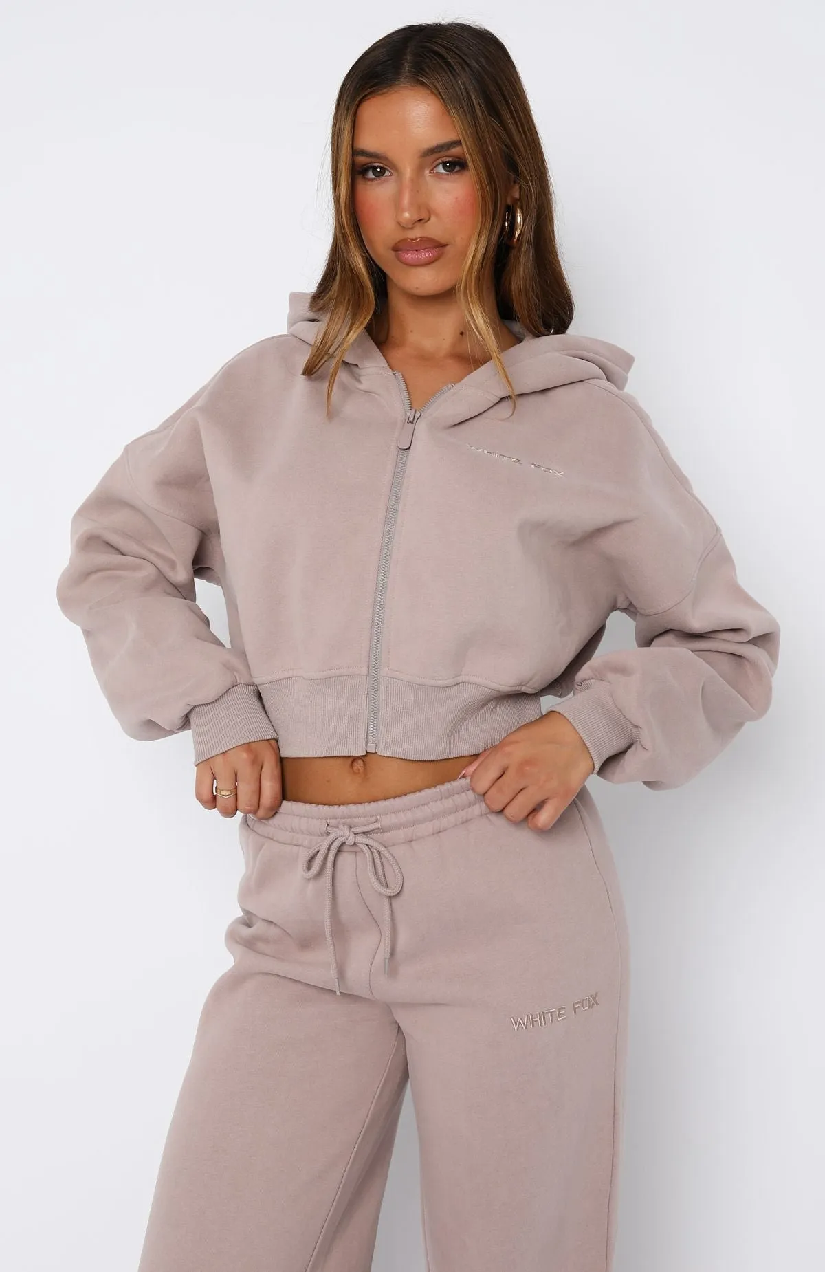 Stay Lifted Cropped Hoodie Cinnamon Lightweight texture Seasonal Trend