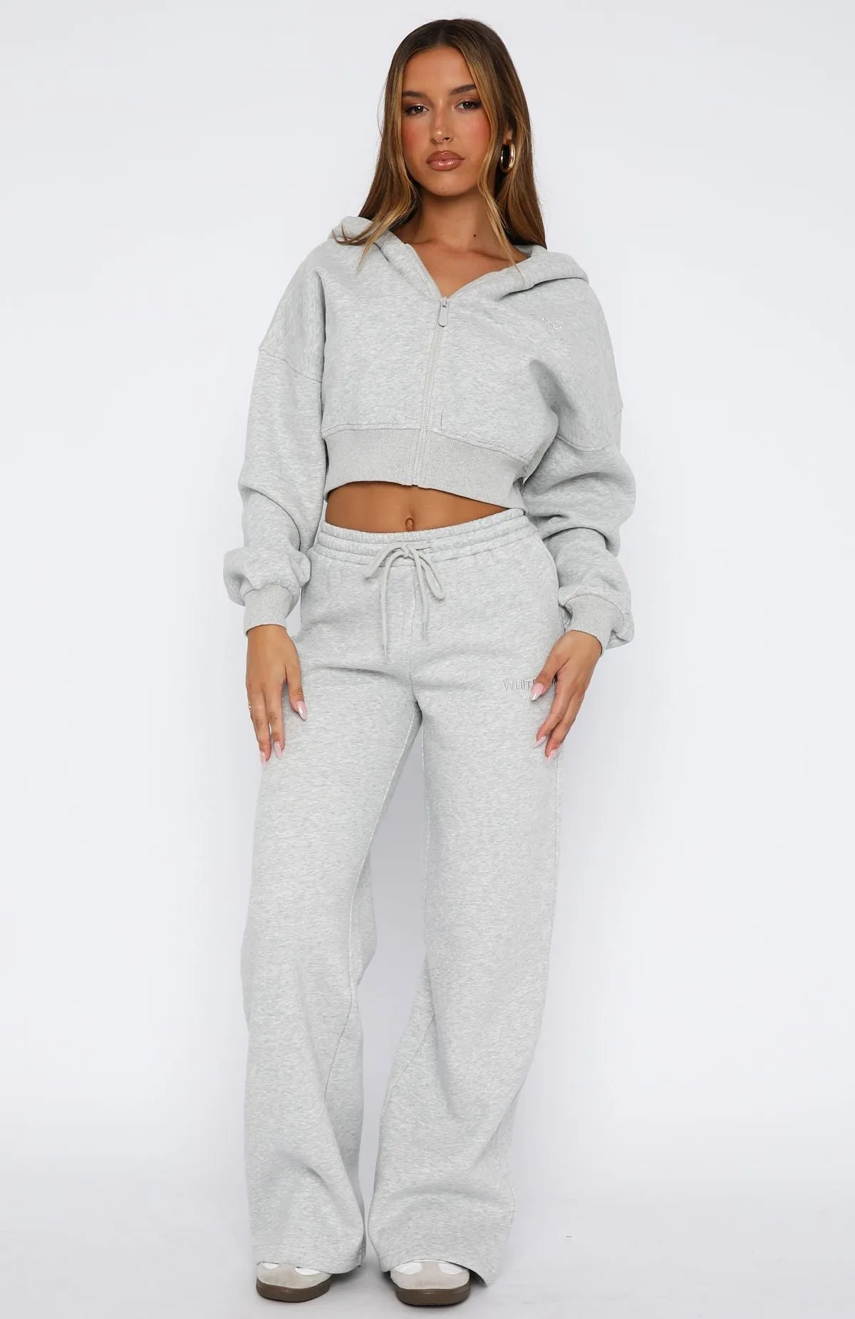 Stay Lifted Wide Leg Sweatpants Dark Grey Marle Ribbed Structure Knit Density Options