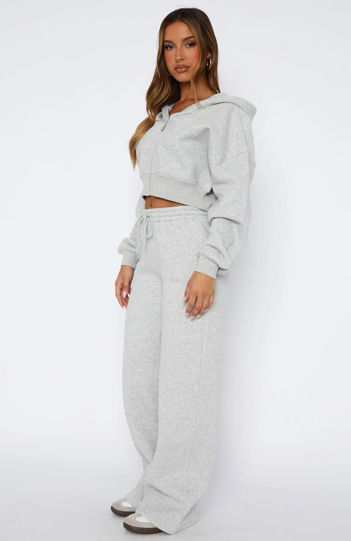 Stay Lifted Wide Leg Sweatpants Dark Grey Marle Travel Ready