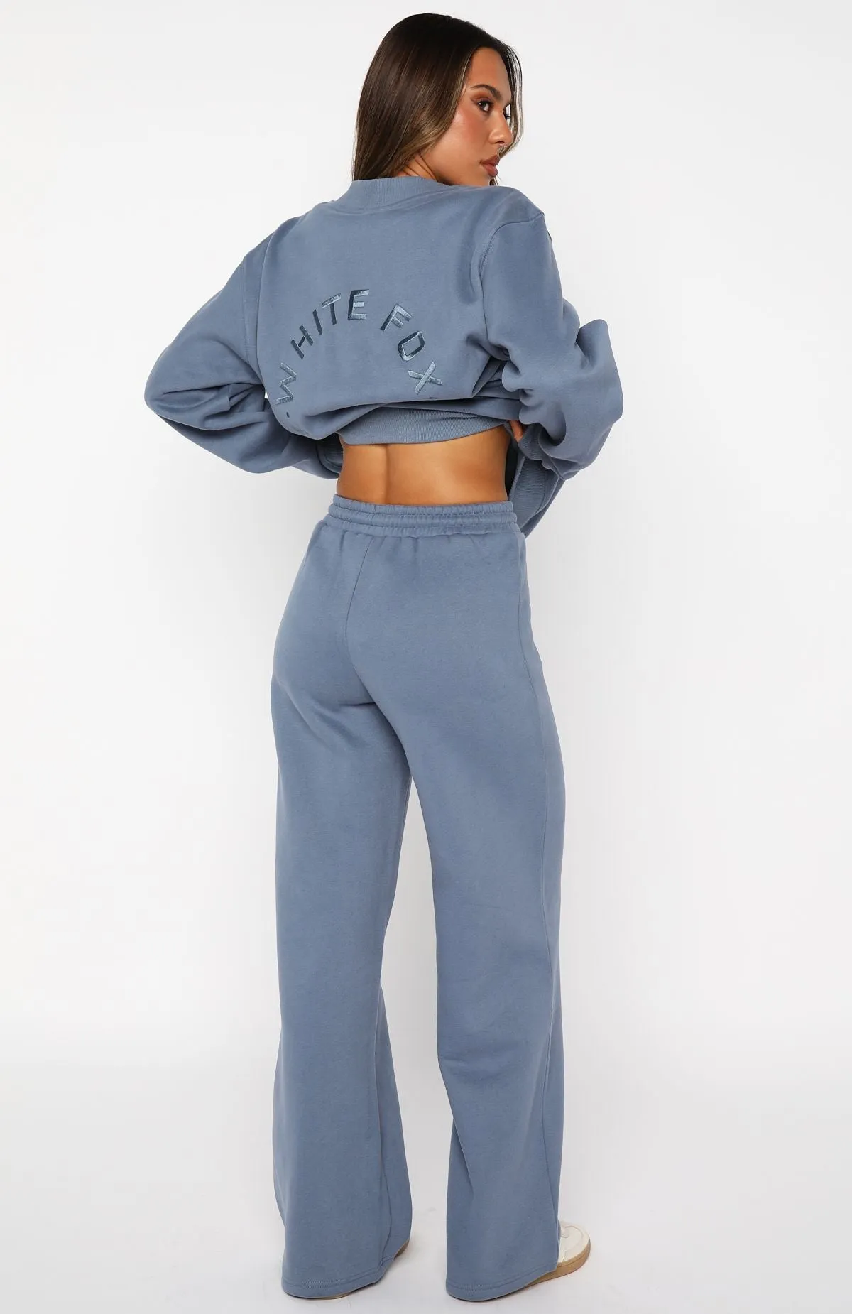 Simple Trend Base Layer Stay Lifted Wide Leg Sweatpants Ocean