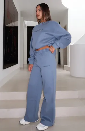 Stay Lifted Wide Leg Sweatpants Ocean Ventilated Mesh Panel