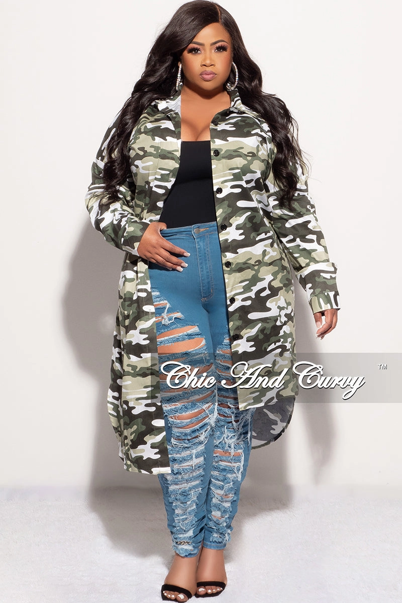 Final Sale Plus Size There's Nothing Like A Sistah Shirt Dress in Green Camouflage Print No Sagging Everyday Flex