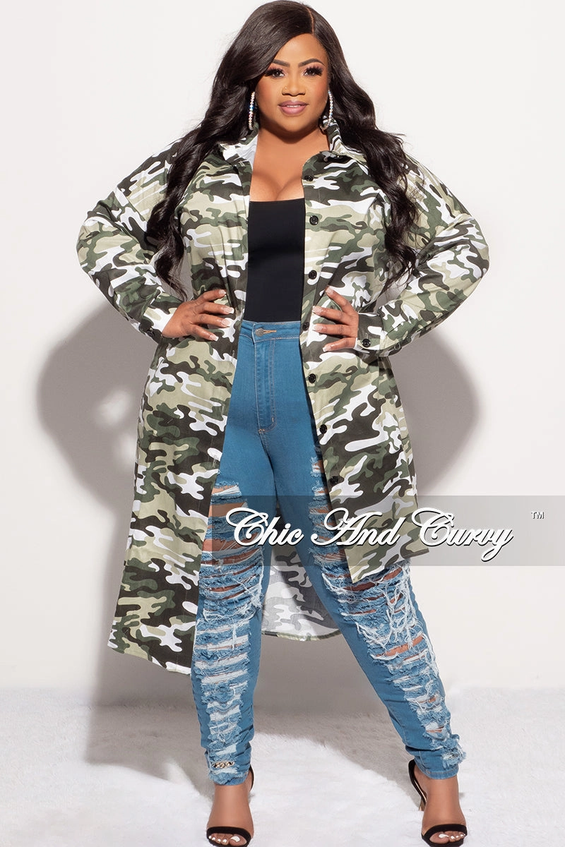 Final Sale Plus Size There's Nothing Like A Sistah Shirt Dress in Green Camouflage Print Moisture Wicking Technology Casual Vibe