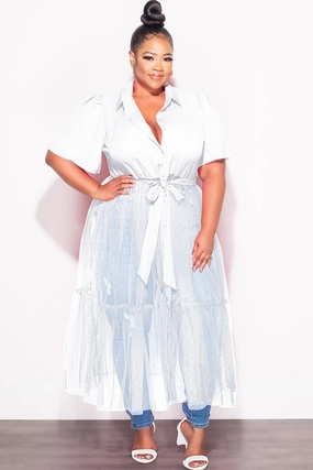 Chic Vibe Final Sale Plus Size Top with Sheer Detail in White