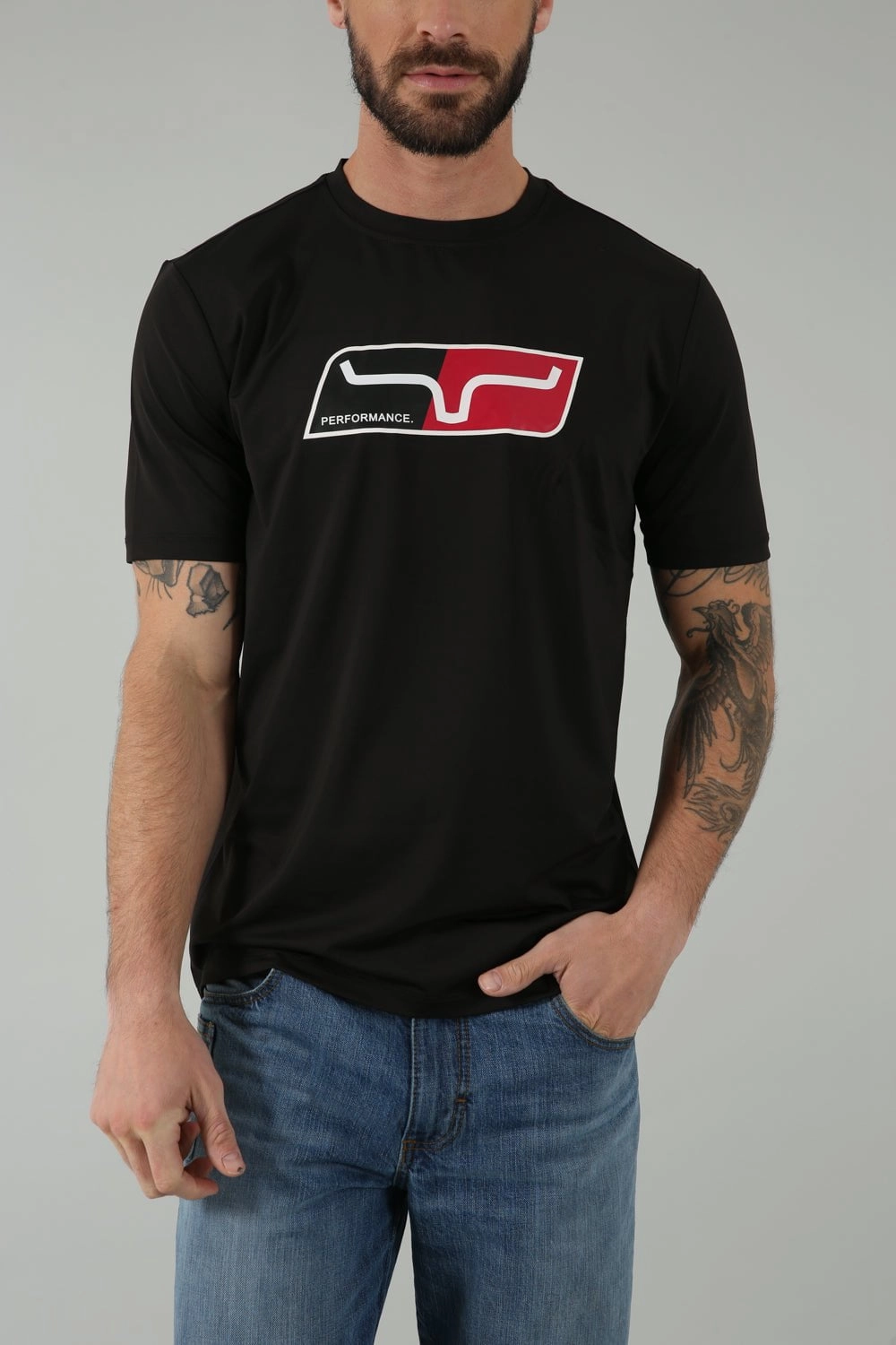 Kimes Ranch Mens Alta Tech Tee Black Polyester Blend S/S T-Shirt Weekend Comfort Wear