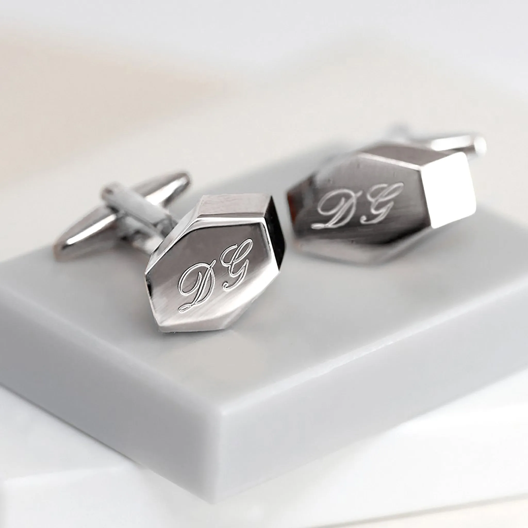 Steel Geometric Cufflinks