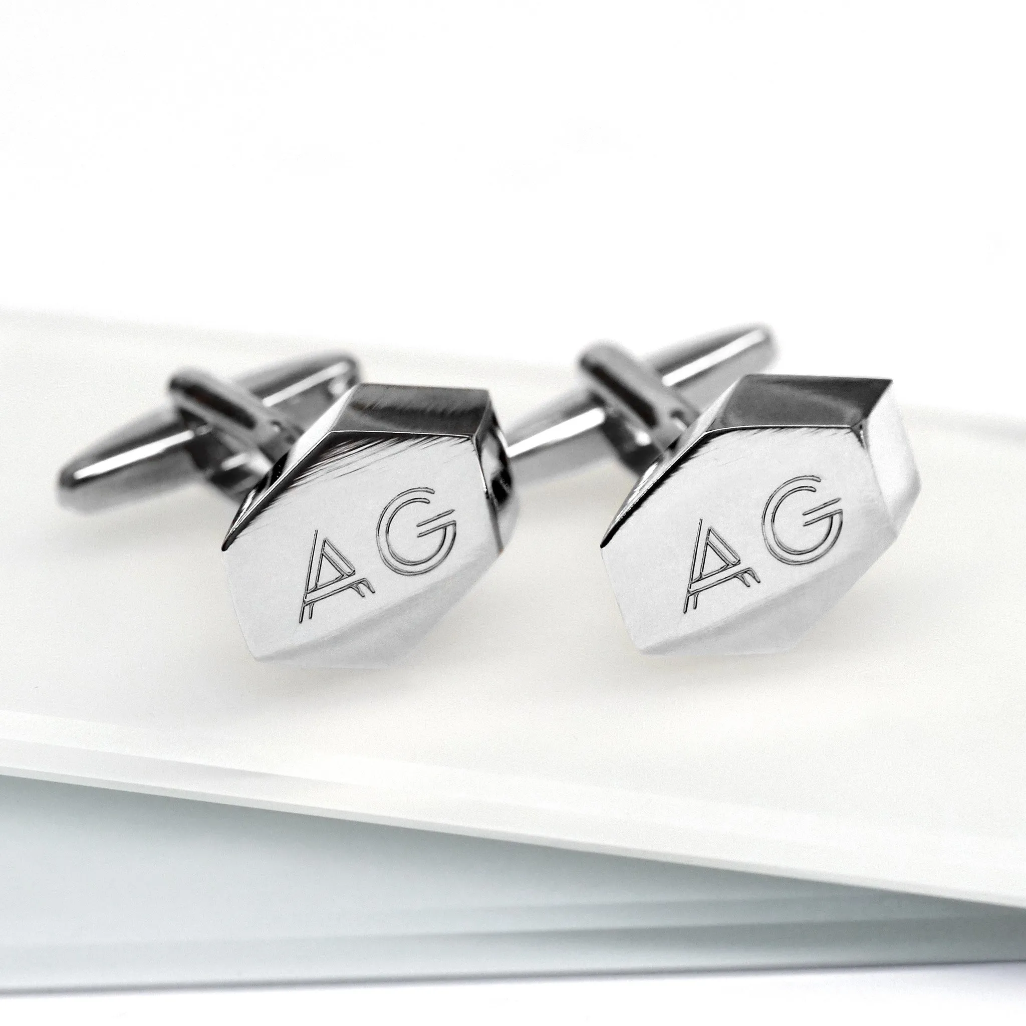 Steel Geometric Cufflinks