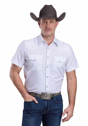 Stetson Mens 2768 Soft Oxford Optic White 100% Cotton S/S Shirt Business Meeting Wardrobe Staple