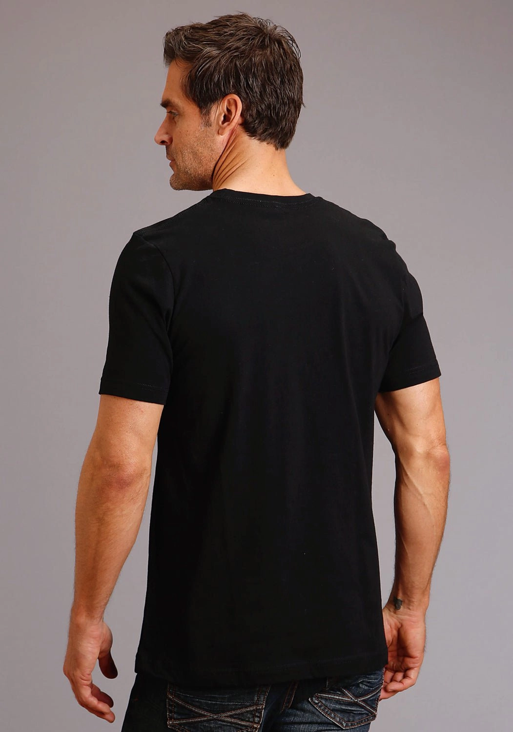 Easy Care Material Stetson Mens Black 100% Cotton The Open Road S/S T-Shirt