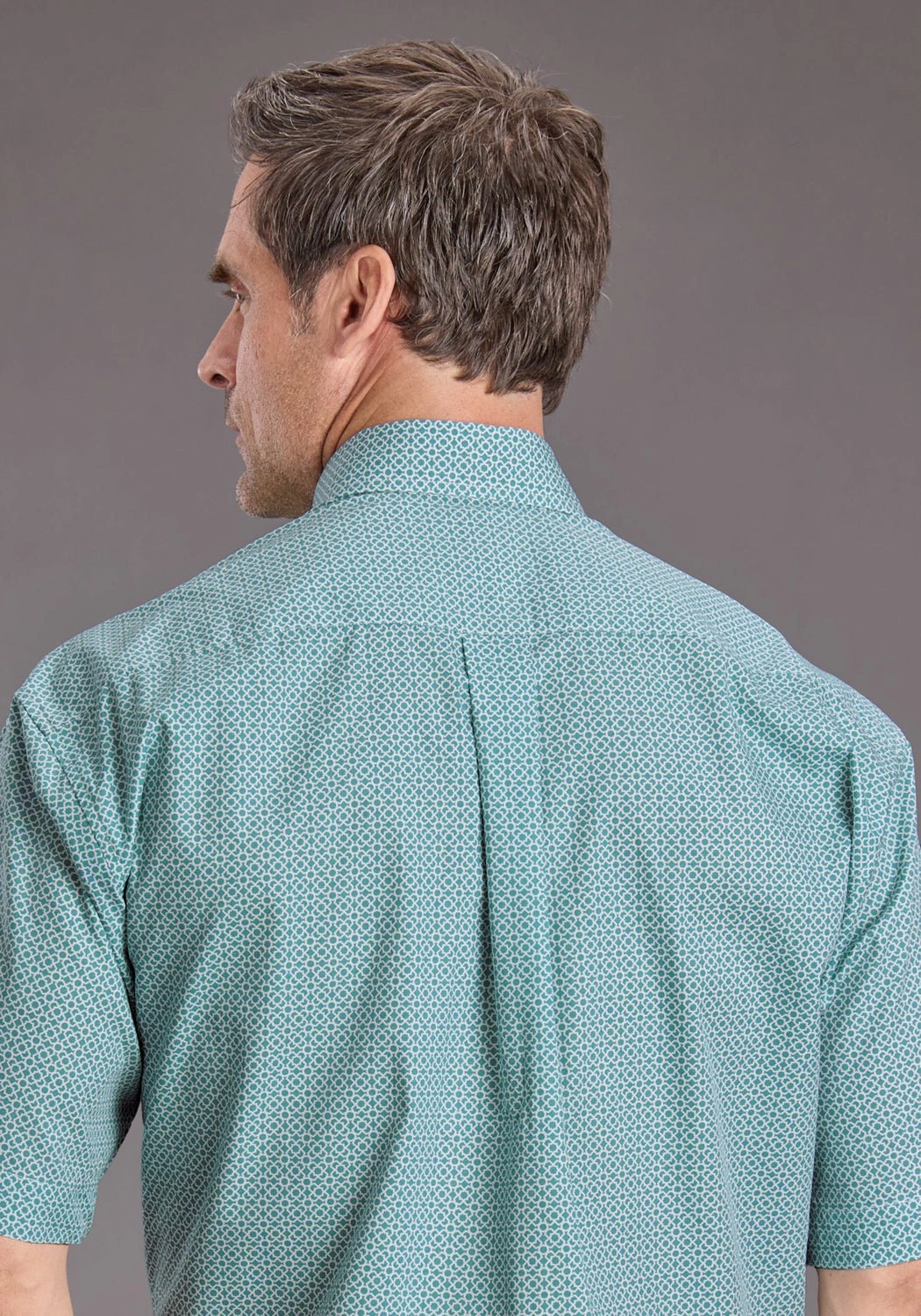 tailored look Stetson Mens Mosaic Geo Turquoise 100% Cotton 1 Pkt S/S Shirt