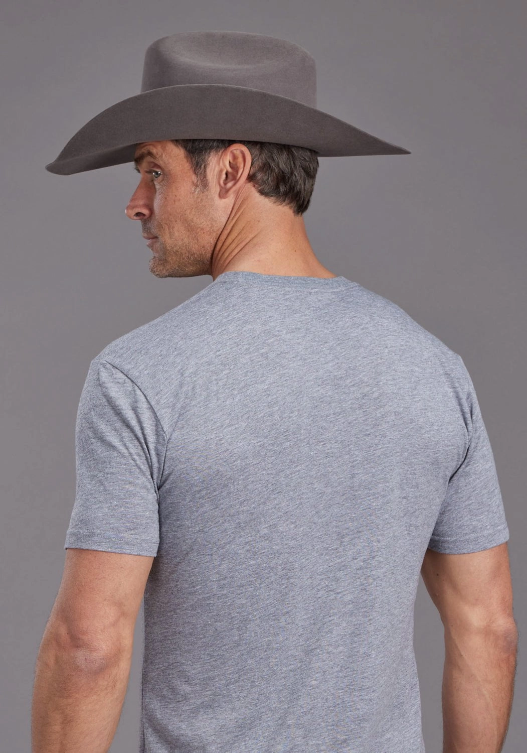 Trendy Casual Wear Business Meeting Stetson Mens Pioneer Round Up Grey Cotton Blend S/S T-Shirt